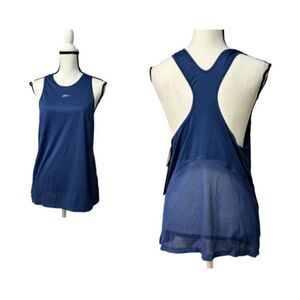 Reebok Womens Blue Racerback Mesh Performance Tank Top, Blue/Batik Blue, sz. L